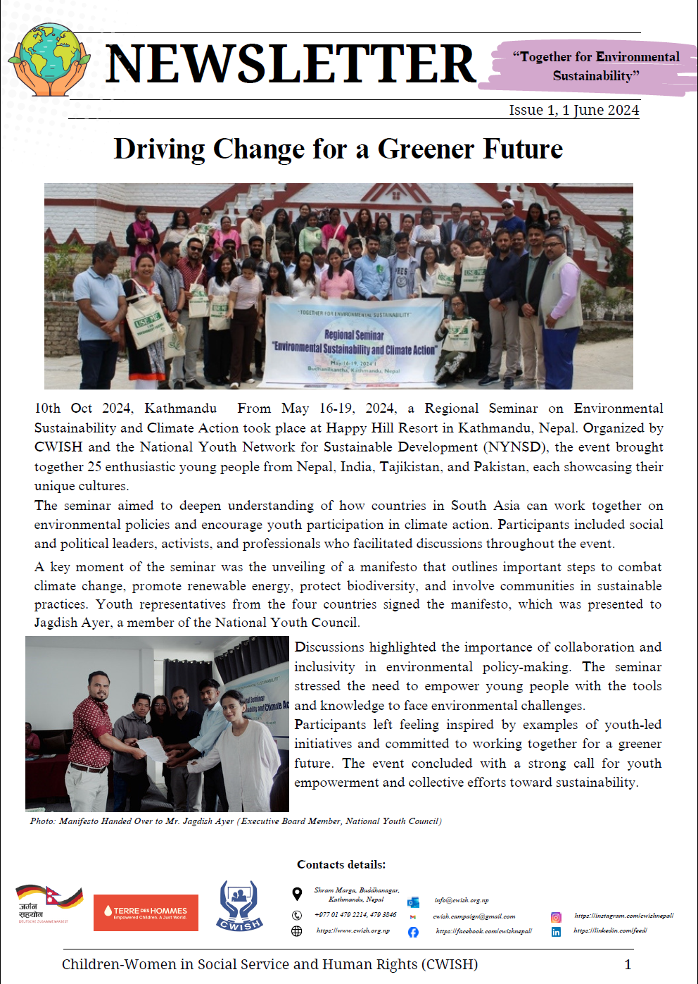 Newsletter on Environment and Climate Initiatives